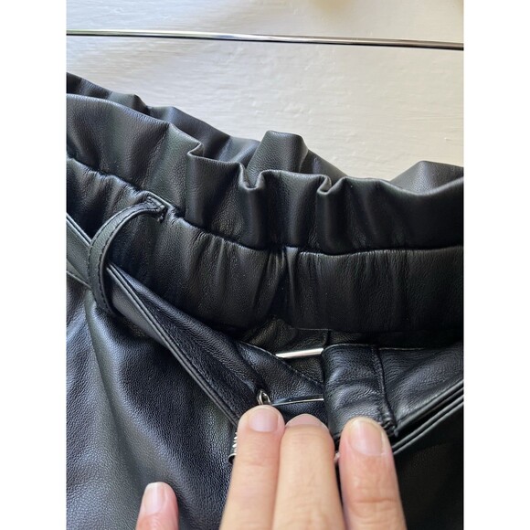 MARC NEW YORK Faux Leather Skirt M Black Elastic Waist Aline Grunge Club Night - Picture 3 of 8